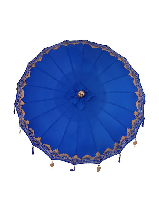 Round Wooden Blue Garden & Terrace Parasol Φ2.5xΥ2.5m