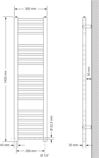 LuxeBath Πετσετοκρεμάστρα Μπάνιου 300x1400 Μαύρη