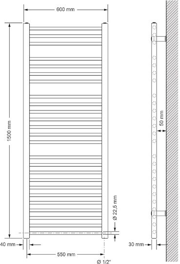 LuxeBath Πετσετοκρεμάστρα Μπάνιου 600x1500 Μαύρη