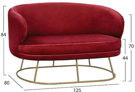 Arien Двуместен Диван Кадифе Червен 125x80x84см.
