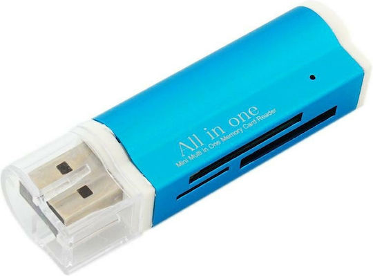 Card Reader USB 2.0 για SD/microSD/MemoryStick/CompactFlash/xD Μπλε