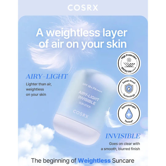 Cosrx Light Invisible Слънцезащитен Стик За Лице SPF50+ 19гр