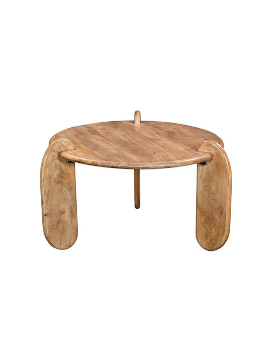 Round Central Coffee Table Earten Made of Solid Wood Natural Shade W80xL80xH40cm