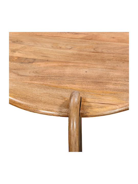 Round Central Coffee Table Earten Made of Solid Wood Natural Shade W80xL80xH40cm