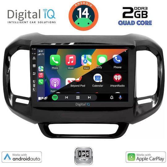Digital IQ Ηχοσύστημα Αυτοκινήτου για Fiat Toro 2017 (Bluetooth/USB/WiFi/GPS/Apple-Carplay/Android-Auto) με Οθόνη Αφής 9"