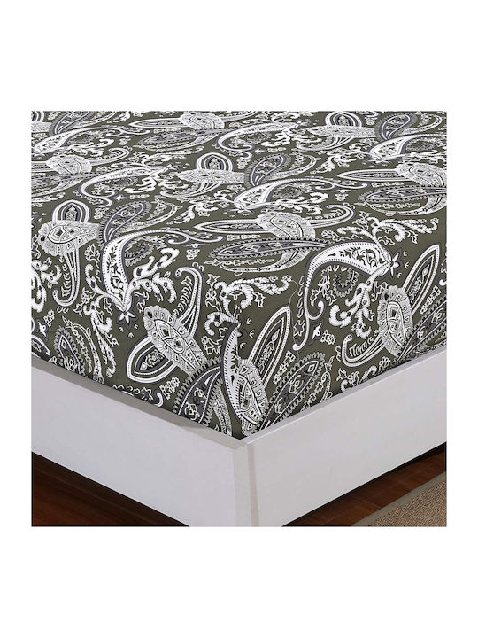 Casa Colori Sheet Double with Elastic 140x200+30cm. Paisly Brown Paisley