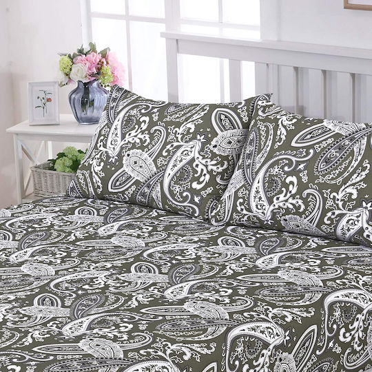 Casa Colori Sheet Double with Elastic 140x200+30cm. Paisly Brown Paisley