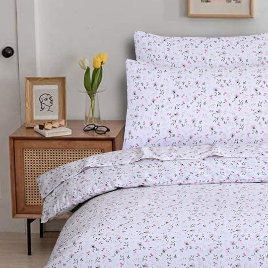 Casa Colori Anemone Σετ Διπλό 4τμχ 140x200+30εκ. με Λάστιχο Ροζ Casa Colori Anemone Σετ Διπλό 4τμχ 140x200+30εκ. με Λάστιχο Ροζ