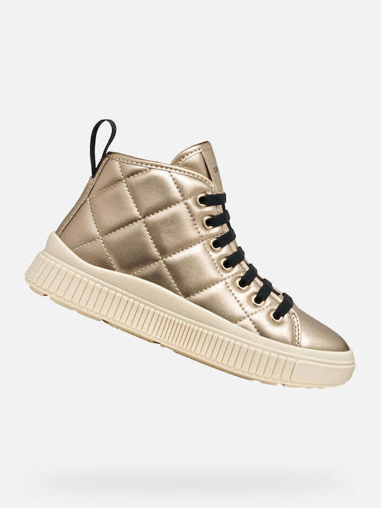 Laquinny Leather Kids Ankle Boots with Zipper Gold