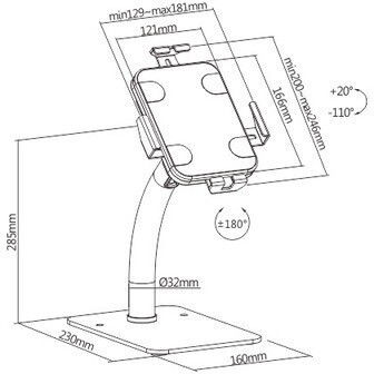 Brateck Tabletständer Schreibtisch bis 11" in Schwarz Farbe