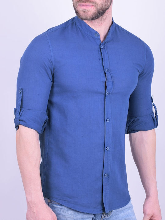 Cu mânecă lungă In Cămașă în Linie ingusta Navy Blue