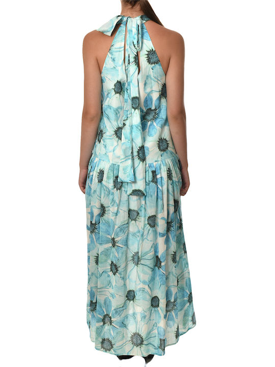 Dress Καλοκαιρινό Maxi Φόρεμα για Γάμο / Βάπτιση Turquoise Γαλάζιο