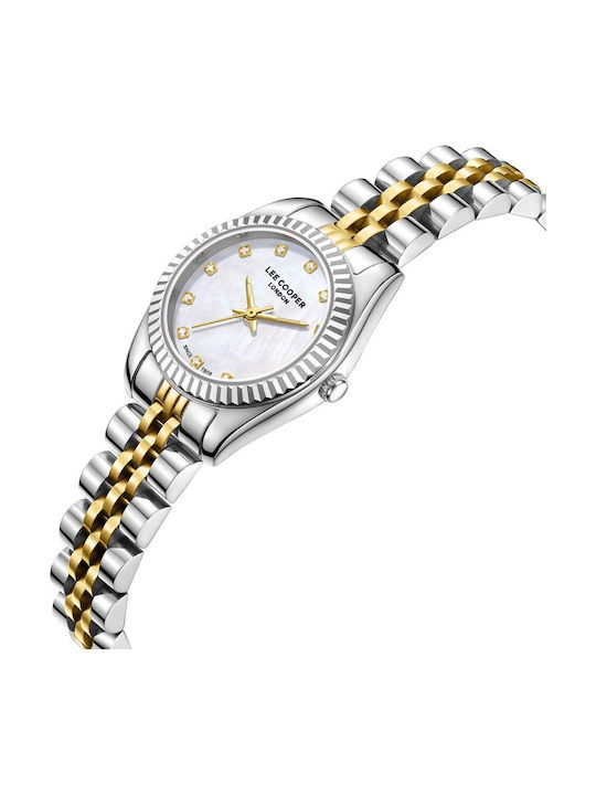 Lee Cooper Crystals Γυναικείο Ρολόι 25mm Μπαταρίας με Ασημί Μεταλλικό Μπρασελέ