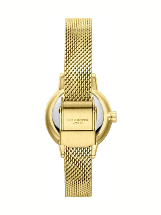 Lee Cooper Crystals Γυναικείο Ρολόι 28mm Μπαταρίας με Χρυσό Μεταλλικό Μπρασελέ