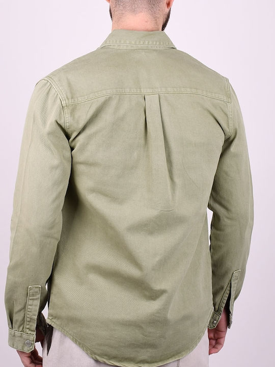 Herrenhemden Langärmelig Overshirt Khaki