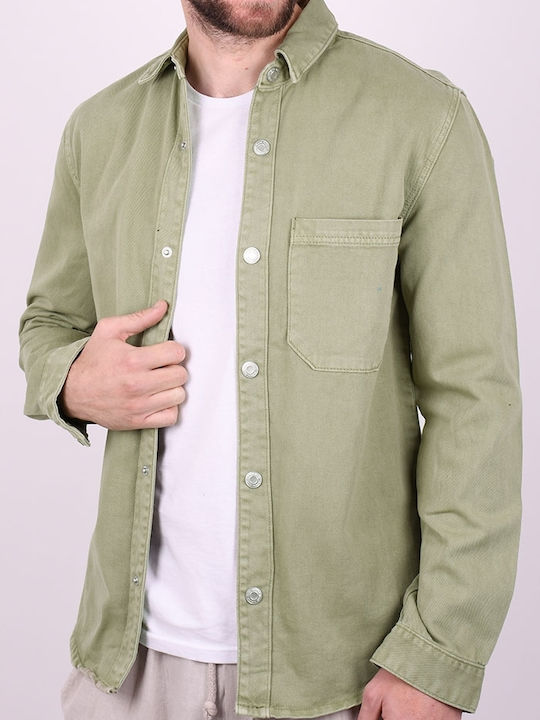 Herrenhemden Langärmelig Overshirt Khaki