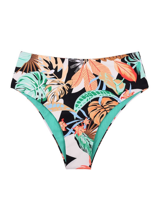 Set Bikini High Waist Floral Turquoise