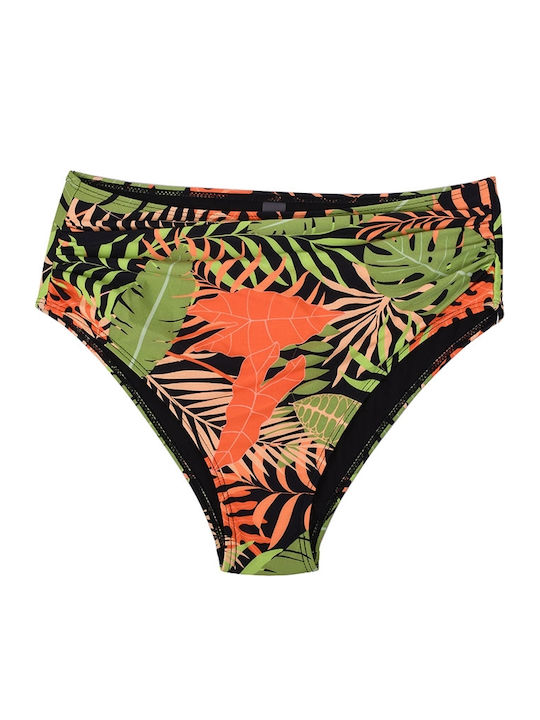 Set Bikini Ψηλόμεσο Floral Κίτρινο