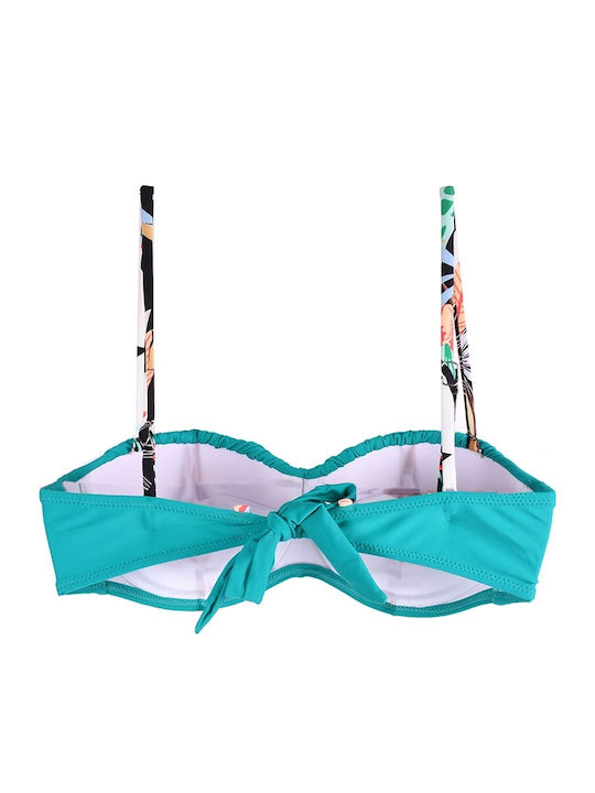 Set Bikini High Waist Floral Turquoise