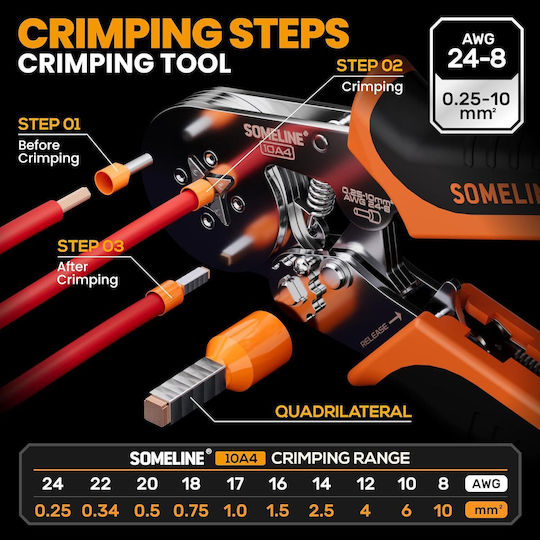 Crimping Tool Premium Electric Cable Crimping Kit 770 Terminals 9 Types 0.25-10 mm² Automatic Adjustment Tool Storage Transport Case