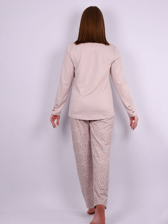 Tress Winter Damen Pyjama-Set Beige