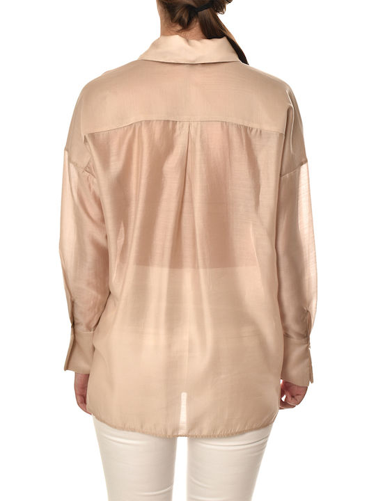 Μακρυμάνικο Γυναικείο Πουκάμισο Beige