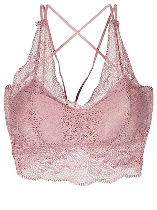 Siya Miting Δαντελένιο Σετ Εσωρούχων Bralette με Slip Ροζ