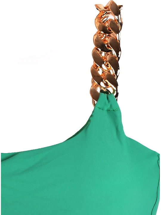 Costum De Baie Întreg Cu Un Umăr Verde