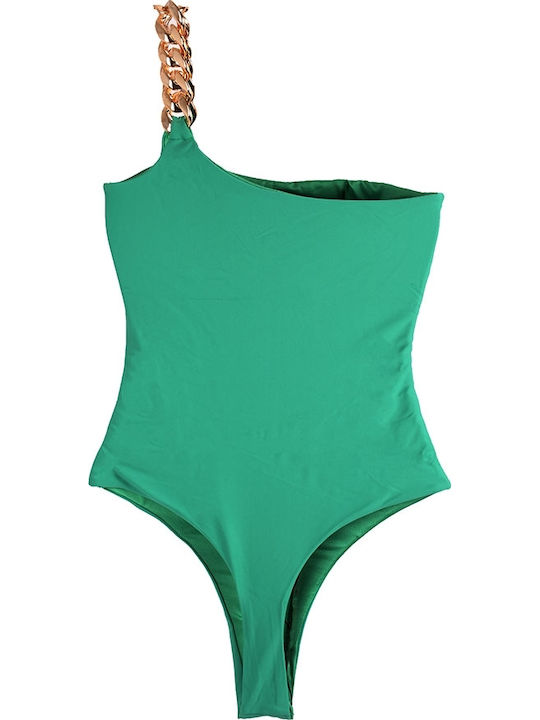 Costum De Baie Întreg Cu Un Umăr Verde