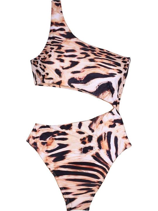 Ολόσωμο Μαγιό με Ανοίγματα Animal Print Multicolour