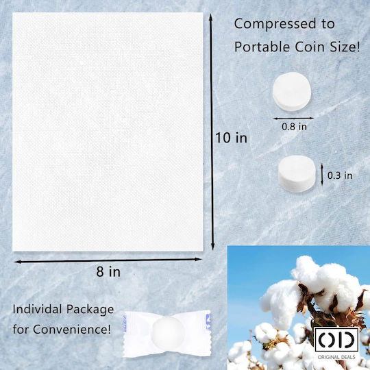 Compressed Disposable Wet Wipes Hypoallergenic Biodegradable Facial Body Hygiene Babies Children Adults Dermatologically Tested Set 100 Pieces Original Deals