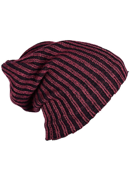 Beanie Ανδρικός Fleece Σκούφος Πλεκτός σε Μπορντό χρώμα