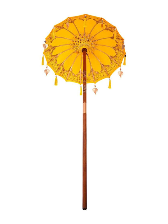Umbrelă Rotundă Din Lemn Galbenă Φ2.6xÎ2.6m