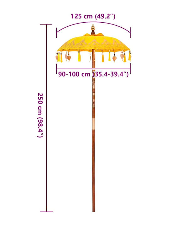 Umbrelă Rotundă Din Lemn Galbenă Φ2.6xÎ2.6m