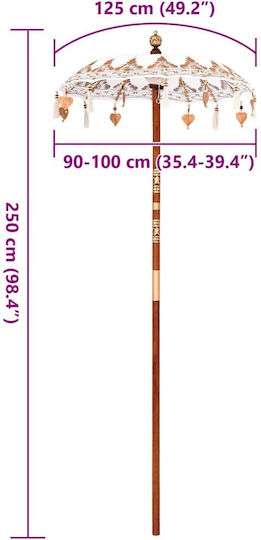 Ομπρέλα Στρογγυλή Ξύλινη Μπεζ Φ2.6xΥ2.6m