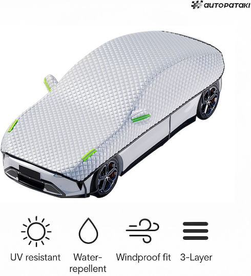 Jumătate De Huse Auto Argintiu Xl 250x500cm Protecție Capotă Și Oglinzi