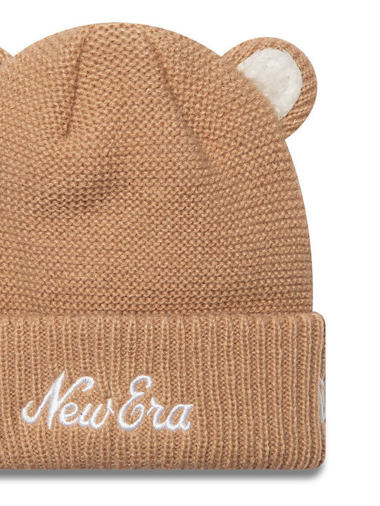 Teddy Bear Kids Beanie Knitted Brown