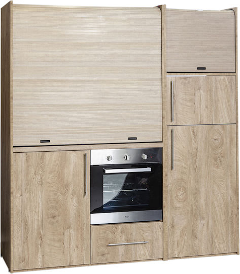 Silver Κσ190 Kitchenette with Left Sink Bowl 190x65x209cm Oak