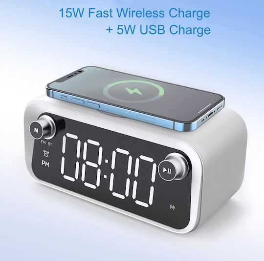 Ceas De Masă Digital Led Cu Ceas Deșteptător Radio Și Încărcare Wireless