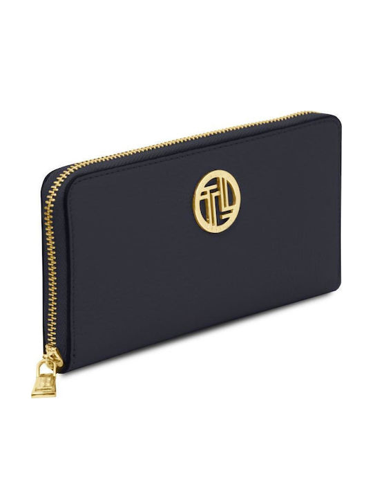 Large Leather Women's Wallet Classic Navy Blue