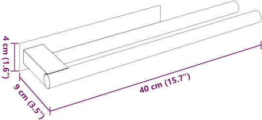 vidaXL Стелаж Баня Единична Подов със закопчалка за обръч и примка ​40x9см Inox Сребрист