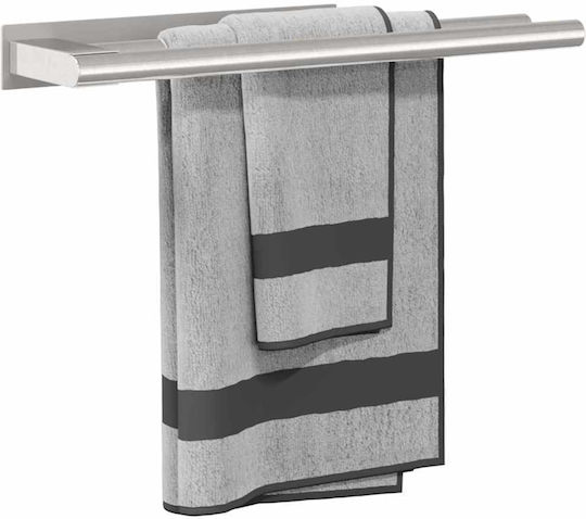 vidaXL Стелаж Баня Единична Подов със закопчалка за обръч и примка ​40x9см Inox Сребрист