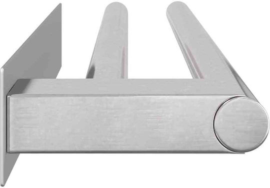 vidaXL Стелаж Баня Единична Подов със закопчалка за обръч и примка ​40x9см Inox Сребрист