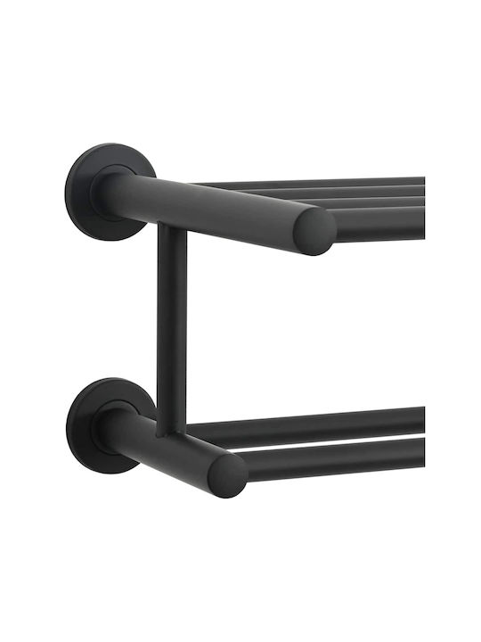 vidaXL Single Wall-Mounted Bathroom Shelf Unit ​61x23cm Inox Black