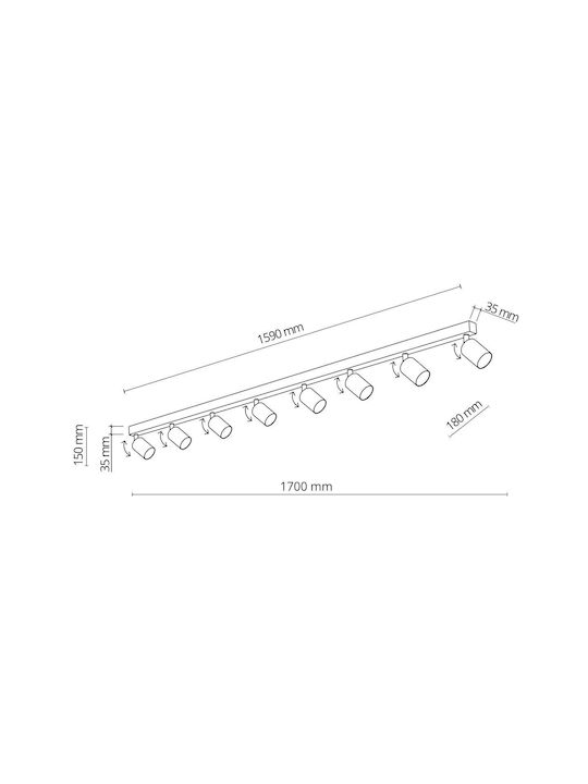 TK Lighting Σποτ με 10 Φώτα και με Ντουί GU10 σε Λευκό Χρώμα