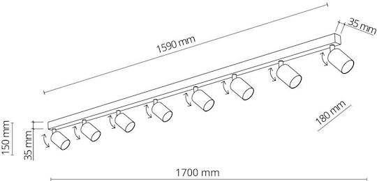 TK Lighting Σποτ με 10 Φώτα και με Ντουί GU10 σε Λευκό Χρώμα