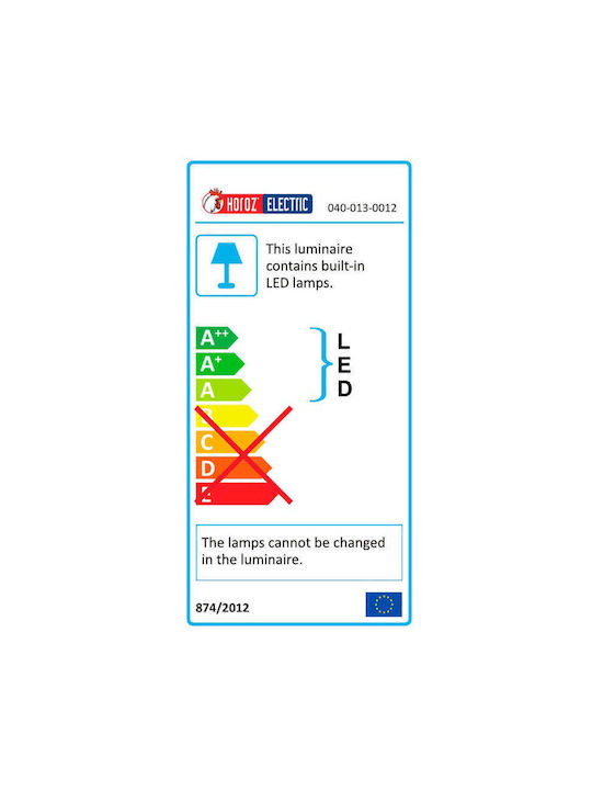 Horoz Electric Toygar-12 Φωτιστικό Μπάνιου με Ενσωματωμένο LED και Φυσικό Λευκό Φως