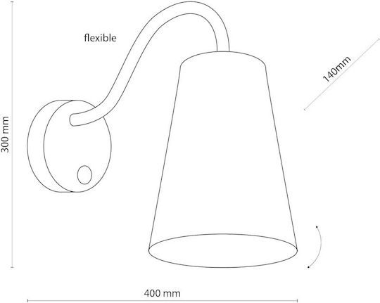 TK Lighting Wire Modern Leuchte Wand mit Fassung E27 Weiß 62x13cm