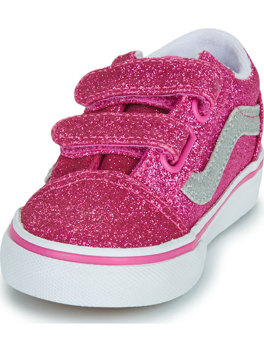 Old Skool V Kids Sneakers with Hook & Loop Closure Pink