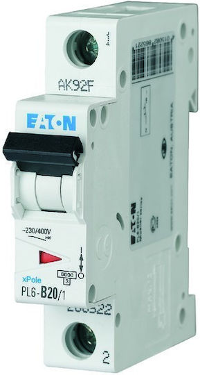 Автоматичен Прекъсвач За Свръхток 1P B 20A 6kA AC PL6-B20/1 286522